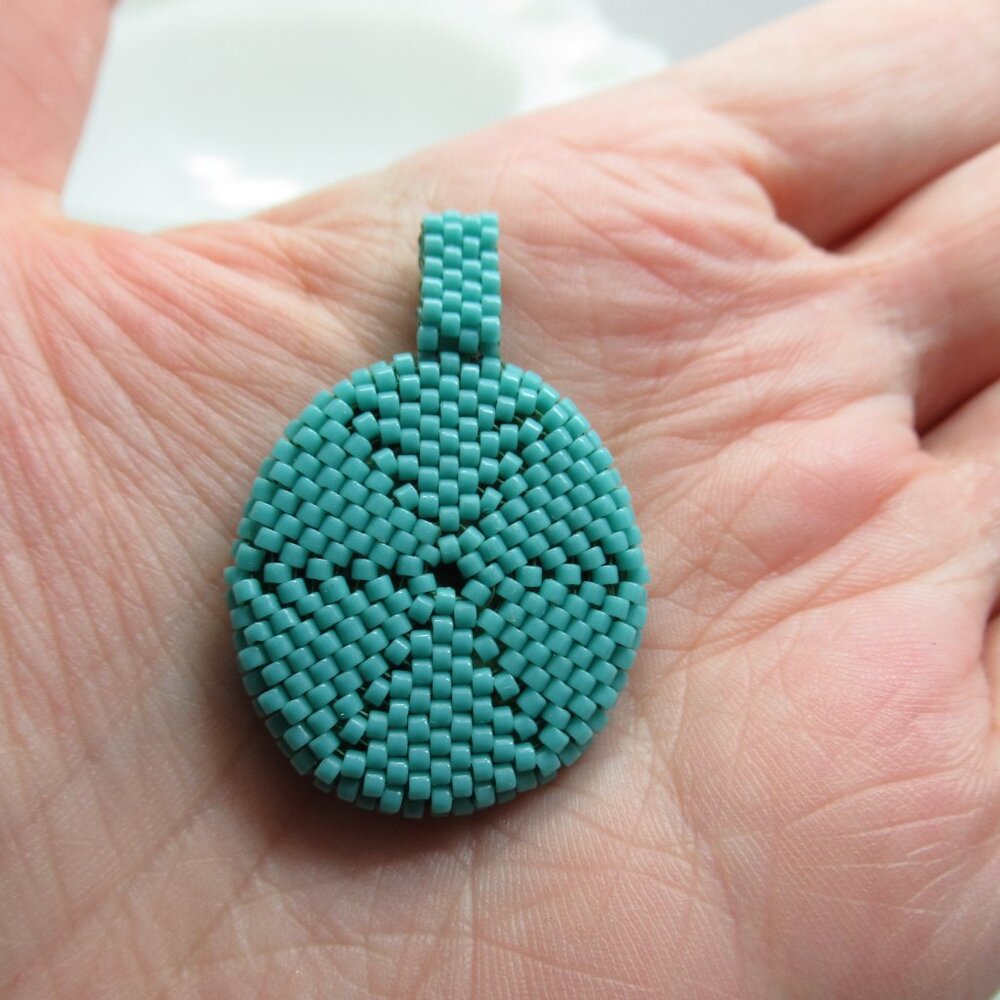 Handstitched Turquoise pendant - Picture 8 of 12